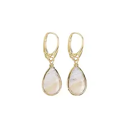 244009220004 Pendientes de gota de Ágata encaje (claro) (18 x 10 mm), 4,3 cm, chapados en oro | Marco Schreier