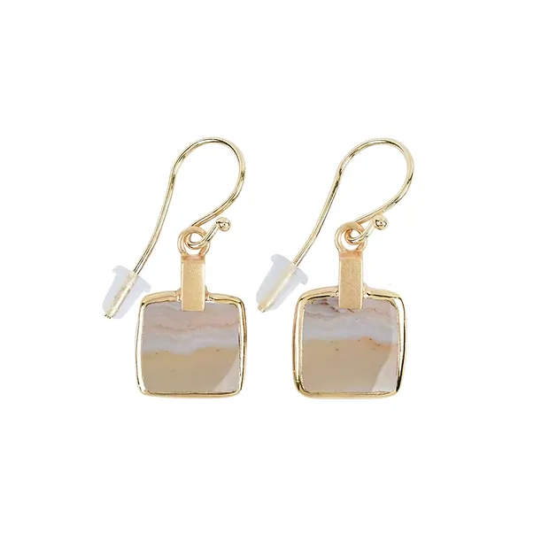 Orecchini Agata pizzo (chiara) a quadretti, 3,6 cm, placcati oro | Marco Schreier
