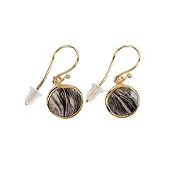 244009220011 Earrings prairie Agate (plant fossil) round, 3.2 cm, gold-plated | Marco Schreier
