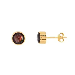 244009220019 Ohrstecker Ammolith rund (6mm) rot-orange, 0,7cm, vergoldet | Marco Schreier