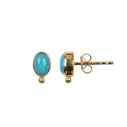 244009220116 Earstuds Turquoise oval (6 x 4mm), 0.9cm, gold-plated | Marco Schreier
