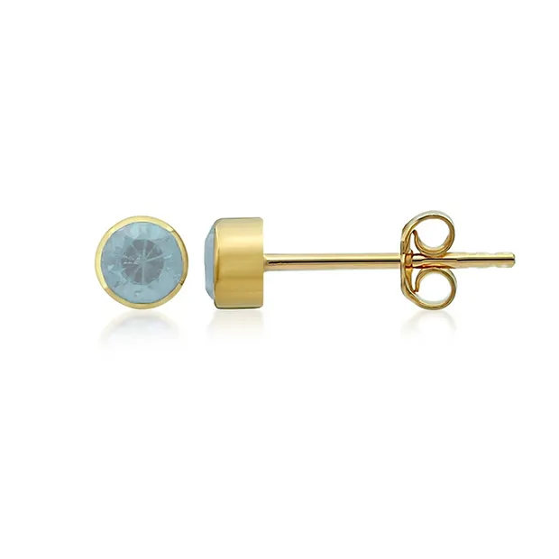 Pendientes Topacio (azul) redondos (4mm), facetados, 0.5cm, bañados en oro | Marco Schreier