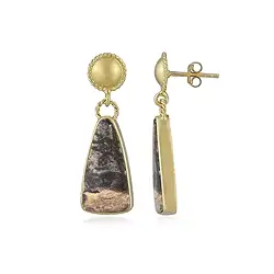 244009230016 Earstuds batik jasper, drops (20 x 10mm), 3.3cm, gold-plated | Marco Schreier
