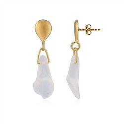 244009230022 Rock Crystal earrings, flower (20 x 10mm), 3.8cm, gold-plated | Marco Schreier