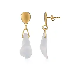 244009230022 Rock Crystal earrings, flower (20 x 10mm), 3.8cm, gold-plated | Marco Schreier