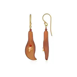 244009230023 Orecchini corniola (bruciata), fiore (30 x 10 mm), 4,5 cm, placcati oro | Marco Schreier