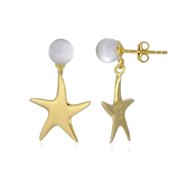 Clous d'oreilles Cristal de roche boule, étoile, 2,6cm, doré | Marco Schreier