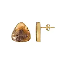 244009240003 Ohrstecker Moosachat (gelb), Trillion (10 x 10mm), 1,1cm, vergoldet | Marco Schreier