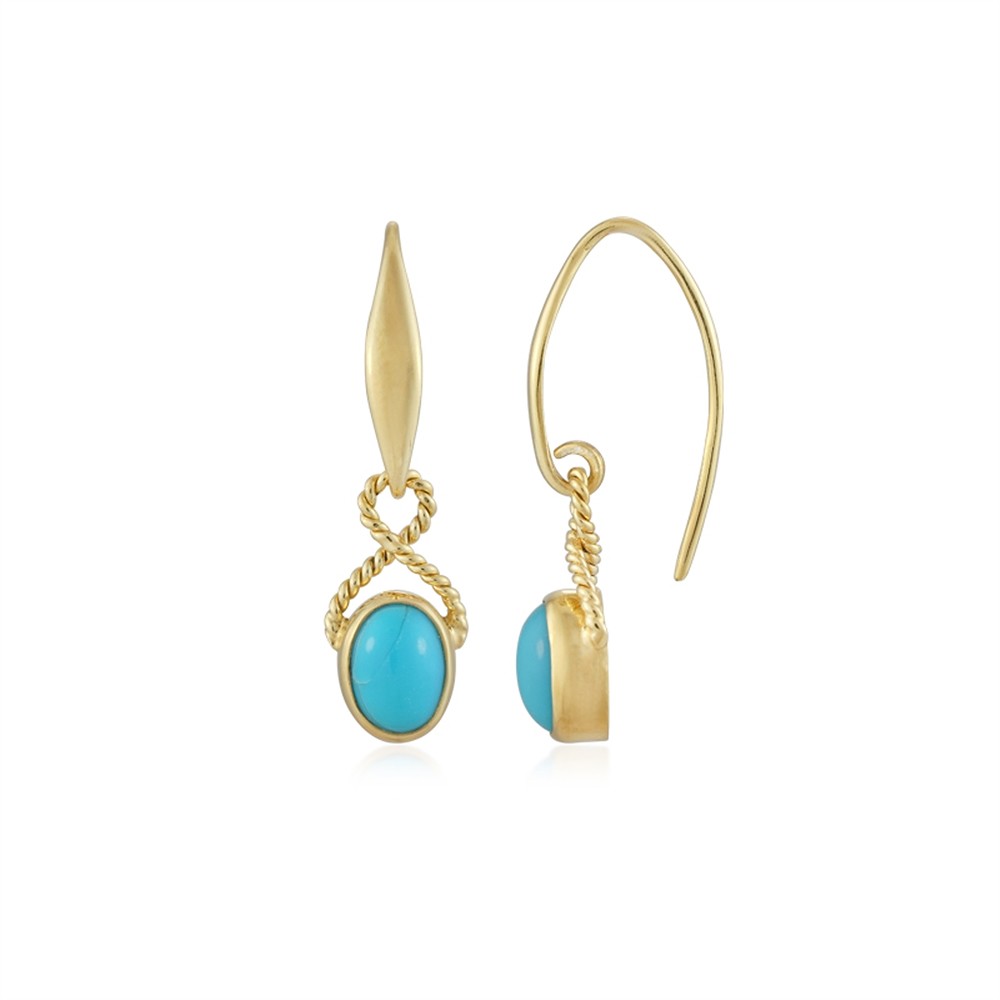 Pendientes Turquesa (estabilizada), oval (8 x 6 mm), 3,0 cm, chapados en oro | Marco Schreier