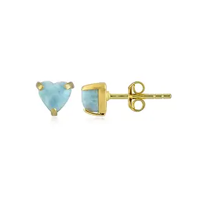 Perno auricolare Larimar, cuore (6mm), 0,7cm, placcato oro | Marco Schreier
