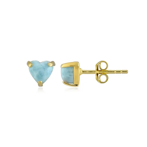 Perno auricolare Larimar, cuore (6mm), 0,7cm, placcato oro | Marco Schreier