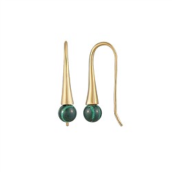 244009240017 Boucles d'oreilles Malachite (stab.), boule (6mm), 2,4cm, doré | Marco Schreier
