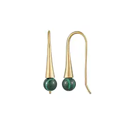244009240017 Pendientes Malaquita (estabilizada), bola (6mm), 2,4cm, bañados en oro | Marco Schreier