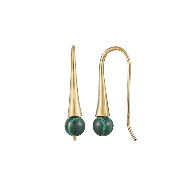 Earrings Malachite (stab.), ball (6mm), 2.4cm, gold-plated | Marco Schreier