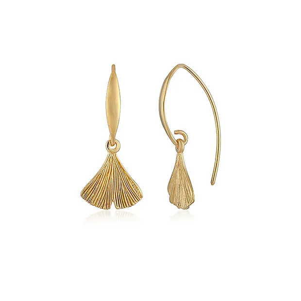 Ohrhänger Ginkgoblatt, 2,8cm, vergoldet | GH Edelsteine, Heilsteine & Schmuck