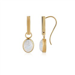 244009240020 Boucles d&#x27;oreilles avec crochets, Labradorite (blanche), Ovale (11 x 9mm), 3,3cm, dor&#xE9; | Marco Schreier