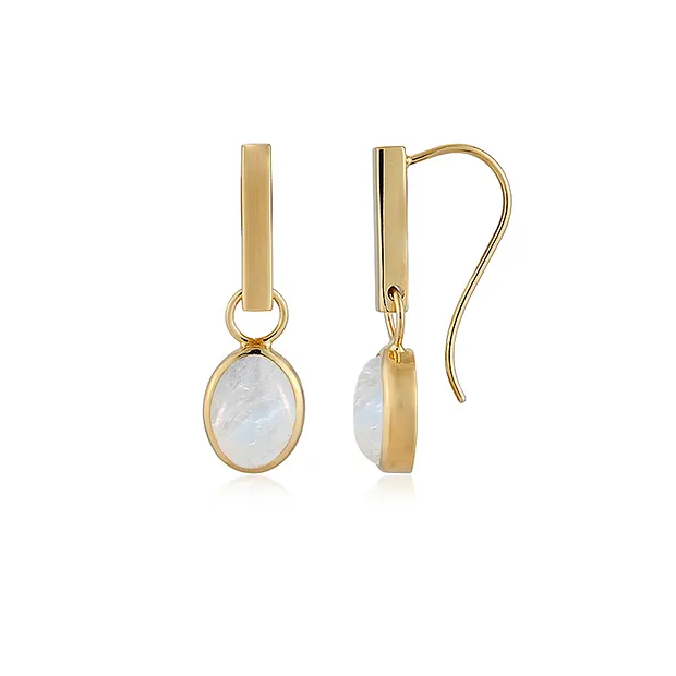 Orecchini Labradorite (bianca), ovali (11 x 9 mm), 3,3 cm, placcati oro | Marco Schreier