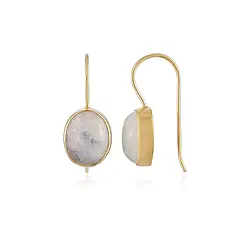 244009240021 Orecchini Labradorite (bianca), ovali (12 x 10 mm), 2,5 cm, placcati oro  | Marco Schreier