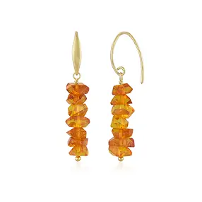 Boucles d'oreilles avec crochets en ambre (moyen) Freeform facetté, 4,3cm, doré | Marco Schreier
