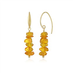 244009240086 Earrings Amber (light), freefrom faceted, 3.8 cm, gold-plated  | Marco Schreier