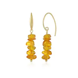 244009240086 Earrings Amber (light), freefrom faceted, 3.8 cm, gold-plated  | Marco Schreier