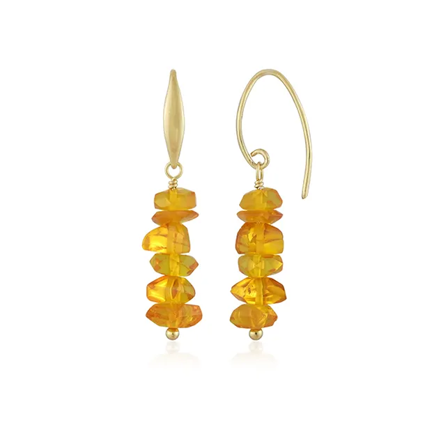 Earrings Amber (light), freefrom faceted, 3.8 cm, gold-plated  | Marco Schreier