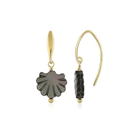 Boucles d'oreilles avec crochets en nacre foncée, coquillage (13mm), 3,2cm, doré | Marco Schreier