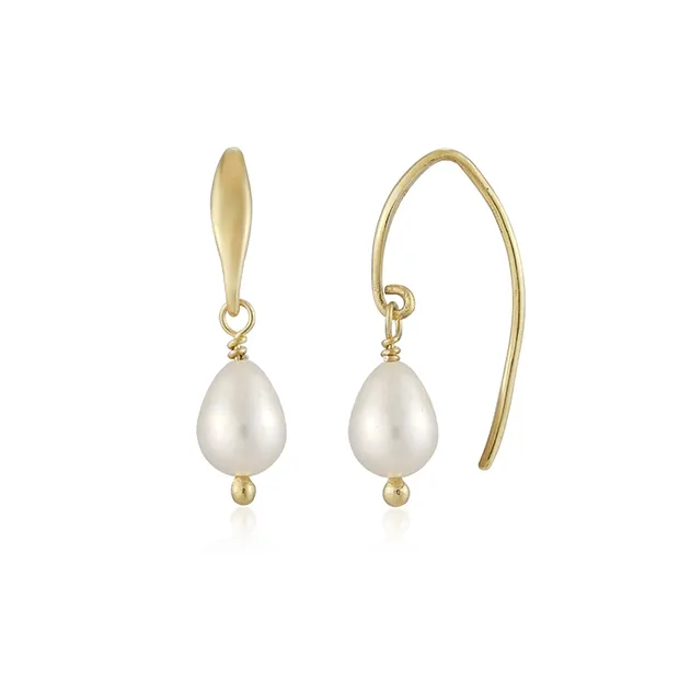 Drop earrings, pearl (8mm), 2.6cm, gold-plated | gems, healing stones & jewelry