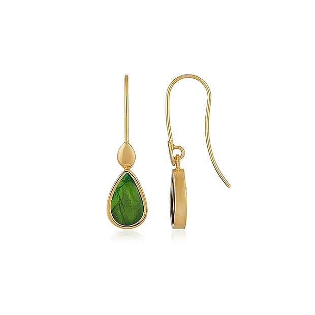 Orecchini a goccia di Ammolita (12 x 8 mm), 3,2 cm, placcati oro | Marco Schreier