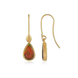 244009250001 Ammolite drop earrings (12 x 8mm), 3.2cm, gold-plated | Marco Schreier