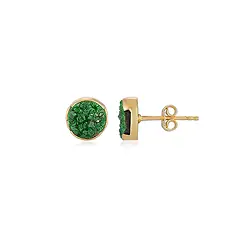 244009250002 Earstud Uvarovite, round (8mm), 0.9cm, gold-plated | Marco Schreier