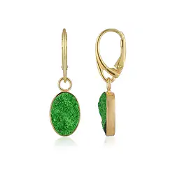 244009250003 Ohrhänger Uwarowit, oval (15 x 10mm), 3,6cm, vergoldet | Marco Schreier