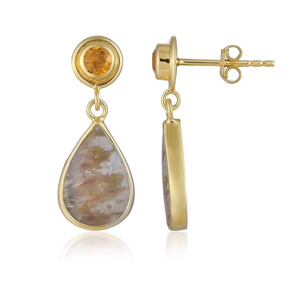 Earstuds Caramel druzy, drops 24x11mm drops | wholesaler gems & healing stones