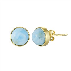 244009260014 Larimar Earstuds, Round (8 mm), 0.9 cm, Gold-Plated | Marco Schreier