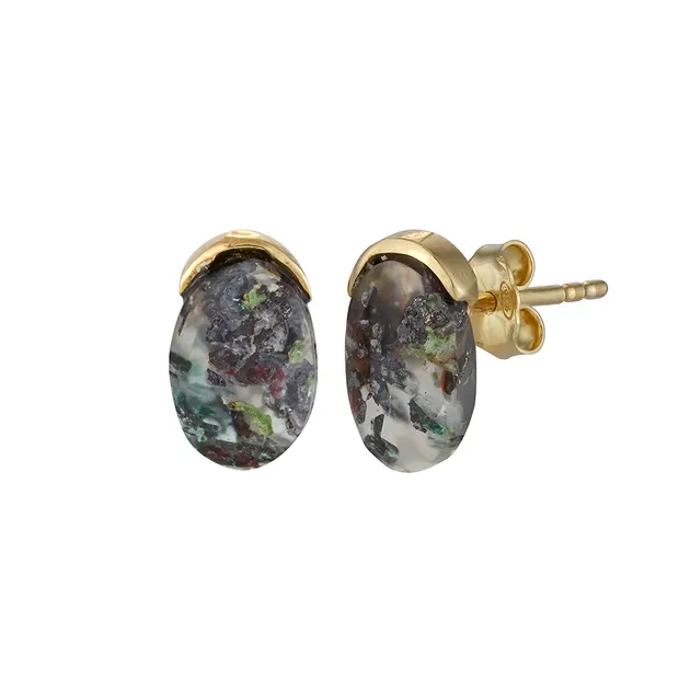 Ohrstecker Venus-Chalcedon, Oval, 1,1cm, vergoldet | Marco Schreier