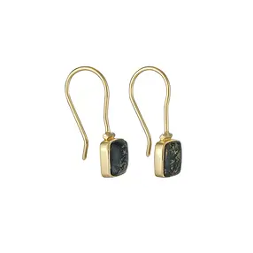 Pendientes colgantes de ágata musgo, talla cojín (8 × 8 mm), 2,3 cm, chapados en oro | Marco Schreier