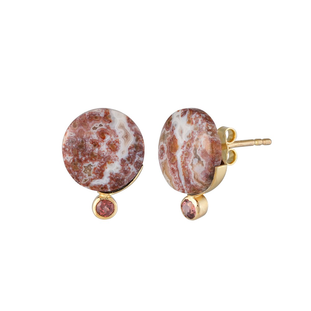 Ohrstecker Ozean-Jaspis (rot), Granat, 1,4cm, vergoldet | Marco Schreier