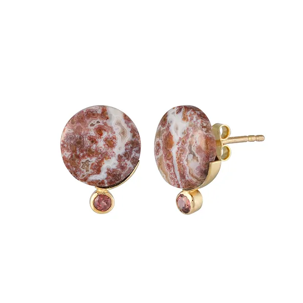 Ohrstecker Ozean-Jaspis (rot), Granat, 1,4cm, vergoldet | Marco Schreier
