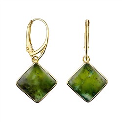 244009260023 Ohrhänger Nephrit, Cushion, 3,9cm, vergoldet | Edelsteine, Heilsteine & Schmuck
