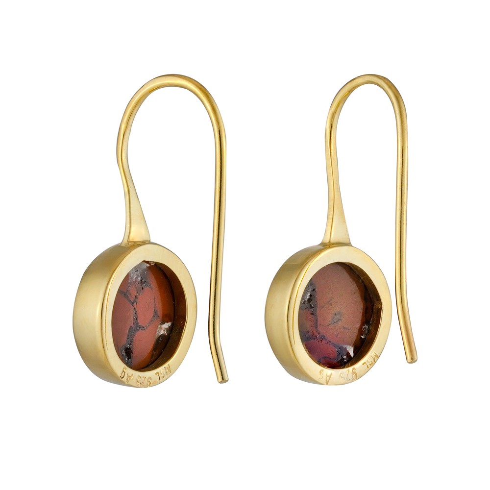 Boucles d'oreilles Dragon Lace en agate, rondes, 2,2 cm, plaquées or | Marco Schreier