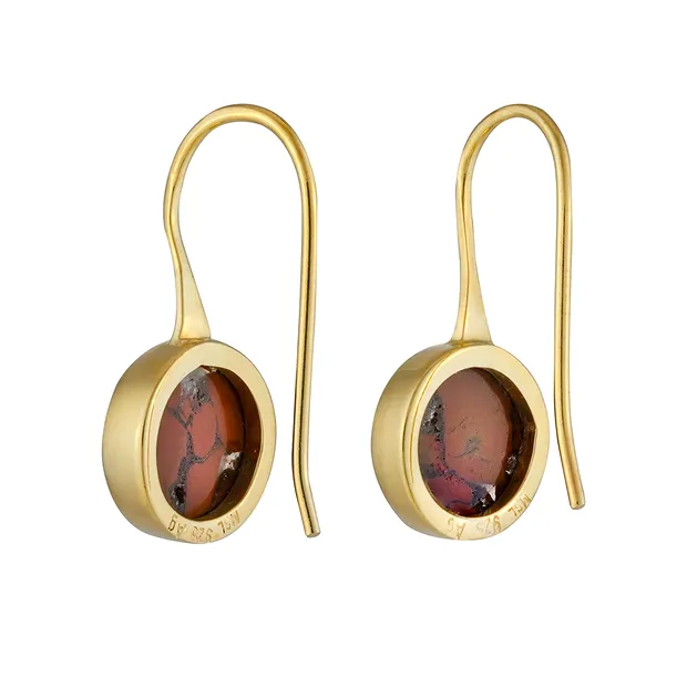 Boucles d'oreilles Dragon Lace en agate, rondes, 2,2 cm, plaquées or | Marco Schreier