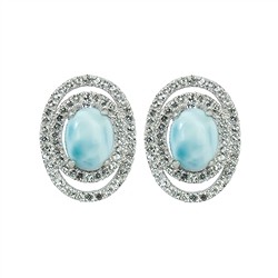 244018140001 Earstuds Larimar, oval (8 x 6mm), topaz, 1.7cm, rhodiniert | Marco Schreier