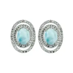 244018140001 Ohrstecker Larimar, oval (8 x 6mm), Topas, 1,7cm, rhodiniert | Marco Schreier