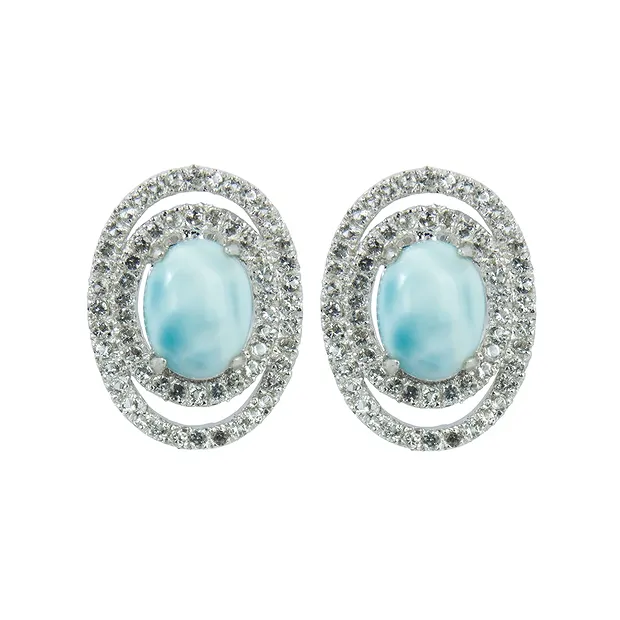 Perno auricolare Larimar, ovale (8 x 6 mm), topazio, 1,7 cm, rodiato | Marco Schreier