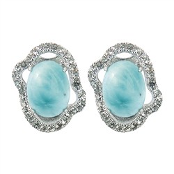 244018140003 Ohrstecker Larimar, oval (8 x 6mm), Topas, 1,3cm, rhodiniert | Marco Schreier