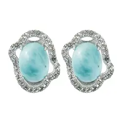 244018140003 Earstuds Larimar, oval (8 x 6mm), topaz, 1.3cm, rhodiniert | Marco Schreier