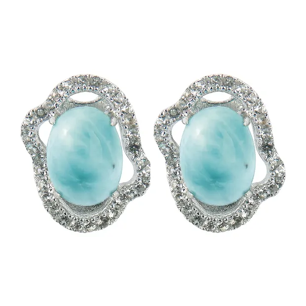 Clous d'oreilles Larimar, ovale (8 x 6mm), Topaze, 1,3cm, rhodié | Marco Schreier