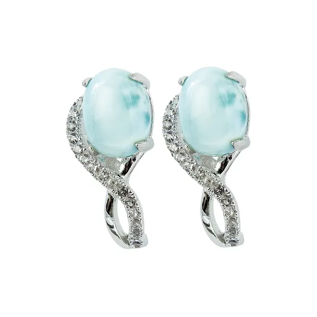 Earstuds Larimar, topaz, 1.6 cm, rhodiniert | wholesaler gems & healing stones