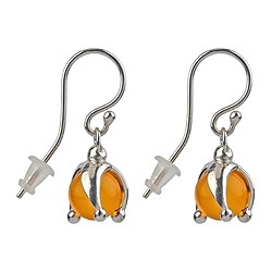 244018160025 Earrings Amber ball (rec.), 2.5cm | wholesaler gems, healing stones & jewelry