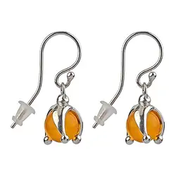 244018160025 Earrings Amber ball (rec.), 2.5cm | wholesaler gems, healing stones & jewelry